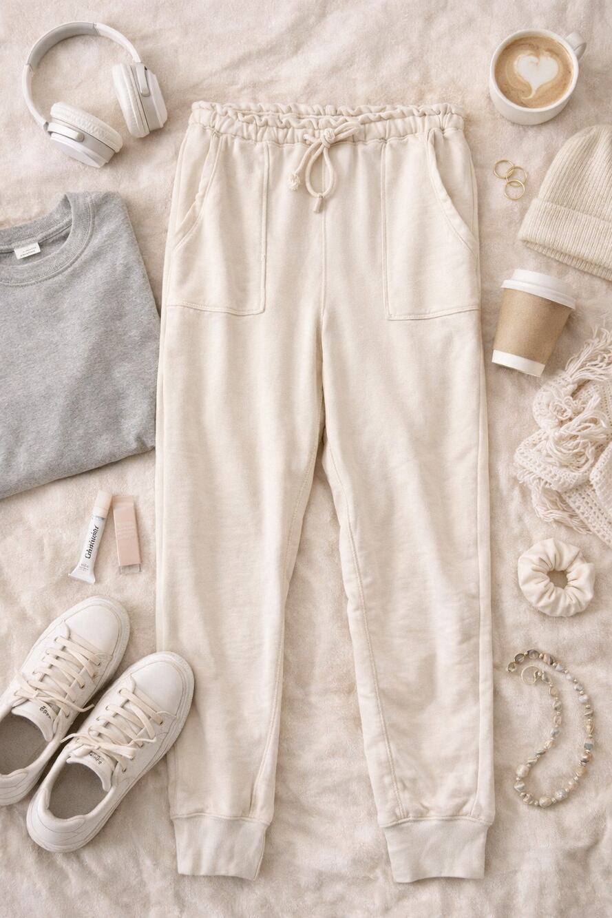 Abercrombie & Fitch Women's Soft A&F Collection Jogger Sweatpants Oatmeal SZ XL